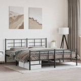 VidaXL Cadru pat fără saltea, tăblie de picioare negru 180x200cm metal