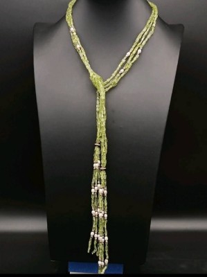 Colier statement peridot .perle agate unicat foto