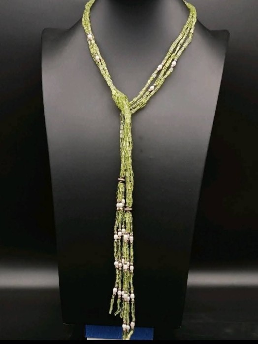 Colier statement peridot .perle agate unicat