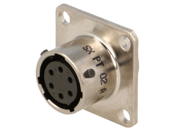 Conector circular cu flanșă, 6 pini