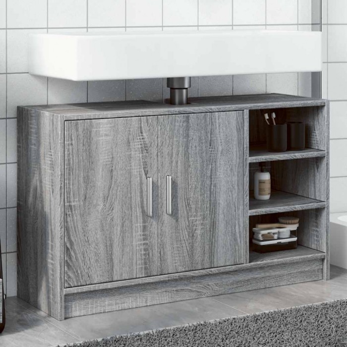 vidaXL Dulap de chiuvetă, gri sonoma, 90x29x55 cm, lemn prelucrat