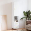 Gossi dulap inalt, alb extralucios, 34,5x34x180 cm, lemn prelucrat