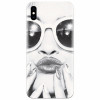 Husa silicon pentru Apple Iphone XS Max, Black And White Portrait Blonde Model In Fashion Sunglasses