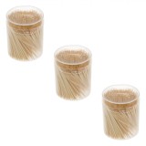 Set Scobitori, Bambus, Capacitate 3x400 Bucăți, Recipient Plastic, Transparent