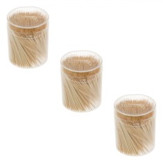 Set Scobitori, Bambus, Capacitate 3x400 Buca?i, Recipient Plastic, Transparent foto