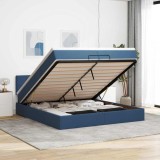 vidaXL Cadru de pat otoman cu saltele, țesătură albastră 200x200cm 3312339