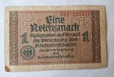1 Mark - Bancnota veche Germania nazista - eine Reichsmark, circulata