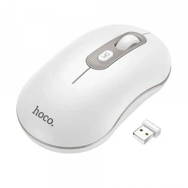 Mouse Wireless HOCO GM21, 1600DPI, Alb