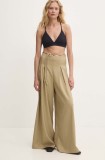 Answear Lab pantaloni femei, culoarea verde, lat, high waist