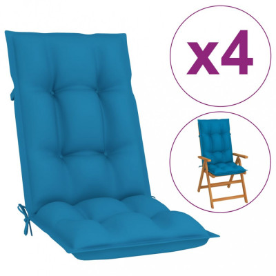 Perne pentru scaun de grădină, 4 buc., albastru, 120x50x7 cm foto