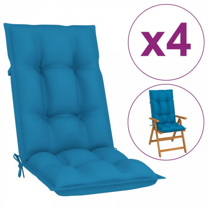 Perne pentru scaun de grădină, 4 buc., albastru, 120x50x7 cm
