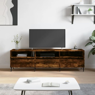 vidaXL Comodă TV, stejar fumuriu, 150x30x44,5 cm, lemn prelucrat foto