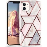 Husa protectie flippy compatibila cu samsung galaxy a12 soft imd tpu marble geometric alb