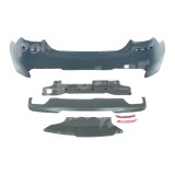 Set bara spate BMW Seria 5 (F10), 12.2009-08.2017, cu suport inferior, cu catadioptri, cu gauri senzori parcare; grunduit, de vopsit; type M-Tech; cu