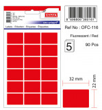 Etichete Autoadezive Color, 22 X 32 Mm, 90 Buc/set, Tanex - Rosu Fluorescent