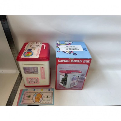 Set Pusculita pentru Copii, Flippy, Tip ATM, Parola cu Amprenta, Roz, 580 g foto