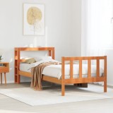 Cumpara ieftin Cadru de pat cu tăblie, maro ceruit, 100x200 cm, lemn masiv pin