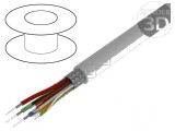 Cablu AV 3x0,08mm2 7x0,08mm2 100m Cositorit OFC Gri 10 Litri