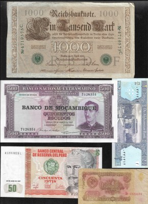 Set 5 bancnote de prin lume adunate (cele din imagini) #402 foto