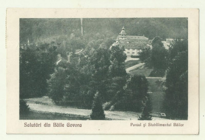 cp Govora : Parcul si Stabilimentul Bailor - circulata 1925, timbre foto