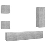 Cumpara ieftin Set de dulapuri TV, 5 piese, gri beton, lemn prelucrat