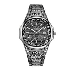 Ceas Barbati Onola 3808 Argintiu-Retro , Design Luxury, Clasic, Quartz, Rezistent la Apa 3ATM