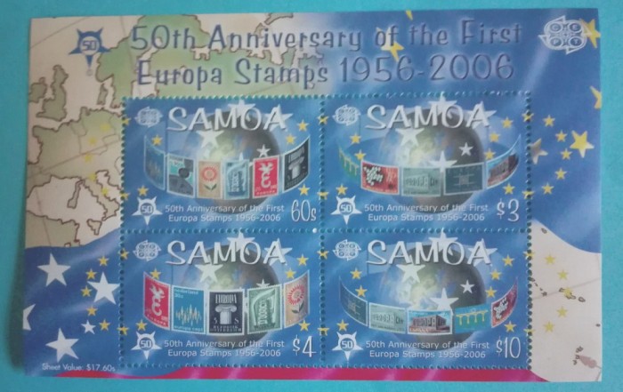 SAMOA -2006 -50 ani prima emisiune EURPOA CEPT- Bloc dant. 4 timbre -MNH