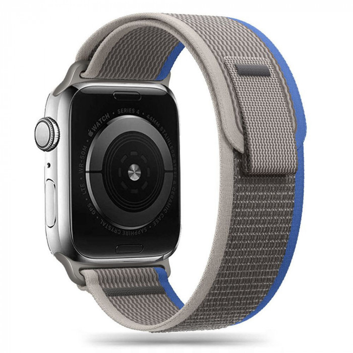 Curea Tech-Protect Nylon pentru Apple Watch 4/5/6/7/8/9/Se/Ultra 1/2 (42/44/45/49 mm) Gri/Albastru