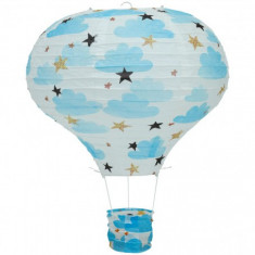 Lampion model aer cald balon 37 x 50 cm diverse culori Culoare Alb-Albastru foto