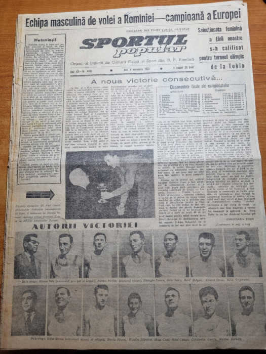 sportul popular 4 noiembrie 1963-echipa masculina de volei campioana europei