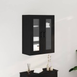 vidaXL Dulap de perete cu uși din sticlă, stejar negru, 69,5x34x90 cm
