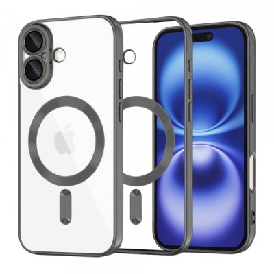 Husa MagSafe pentru Apple iPhone 16, Techsuit, Luxury Crystal, Neagra foto