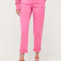 BOSS pantaloni femei, culoarea roz, drept, high waist 50457545