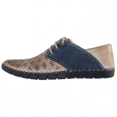 Pantofi casual barbati piele naturala - Dogati shoes maro bleumarin - Marimea 40 foto