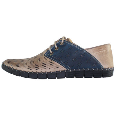 Pantofi casual barbati piele naturala - Dogati shoes maro bleumarin - Marimea 43 foto