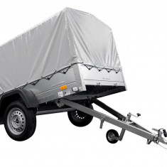 Remorcă 200 x 125 cu prelată gri și cadru și roată Garden Trailer 201 KIPP