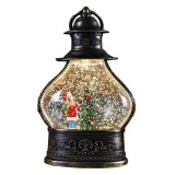 Decoratiune de craciun tip felinar, flippy, glob de cristal cu fulgi de zapada, model elf, ornamentat cu luminite interioare, 14.5 x 9 x 3 cm, rama ne