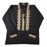 Cumpara ieftin Camasa Barbateasca Traditionala Neagra cu Motiv Geometric Crem - CTI18