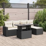 vidaXL Set mobilier de grădină cu perne, 6 piese, negru, poliratan 3326297