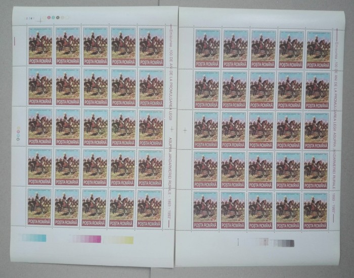 TIMBRE ROM&Acirc;NIALP1322/1993 100 de ani JANDARMERIA RURALĂ Set 2 COLI MNH descriere