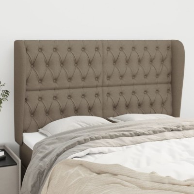 vidaXL Tăblie de pat cu aripioare gri taupe 163x23x118/128 cm textil 3118302 foto