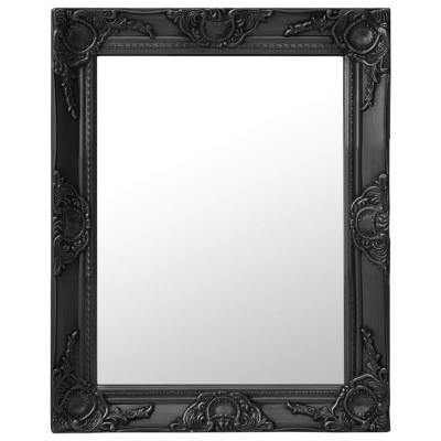 vidaXL Oglindă de perete &amp;icirc;n stil baroc, negru, 50 x 60 cm foto