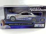 Macheta Fast and Furious Nissan Skyline gri cu albastru gtr r34