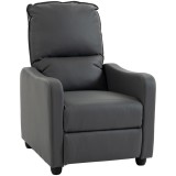 HOMCOM Fotoliu Relax Reclinabil Manual 155&deg; cu Suport pentru Picioare, din Piele Ecologică PU, pentru Living și Dormitor, Gri &Icirc;nchis | Aosom Romania