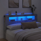 Tablie de pat cu LED, gri beton, 180x18,5x103,5 cm, lemn GartenMobel Dekor, vidaXL