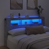 VidaXL Tăblie de pat cu LED, gri beton, 180x18,5x103,5 cm, lemn