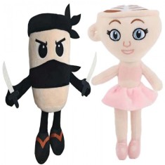 Set Jucarie Cappuccino Assassino Plus 28 cm si Jucarie Plus Ballerina Cappuccina 28 cm &ndash; Personaj Anime, Moale, Roz