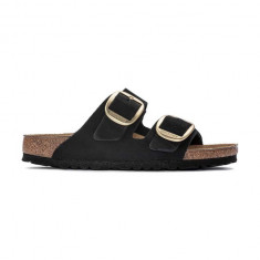 Birkenstock papuci din piele Arizona Big Buckle femei, culoarea negru 1023290