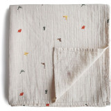 Mushie Muslin Swaddle Blanket Organic Cotton păturică de &icirc;nfășat Dinosaurs 120cm x 120cm 1 buc