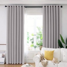 Draperie din catifea blackout cu inele albe, Madison, 150x250 cm, densitate 700 g/ml, Pale Silver, 1 buc
